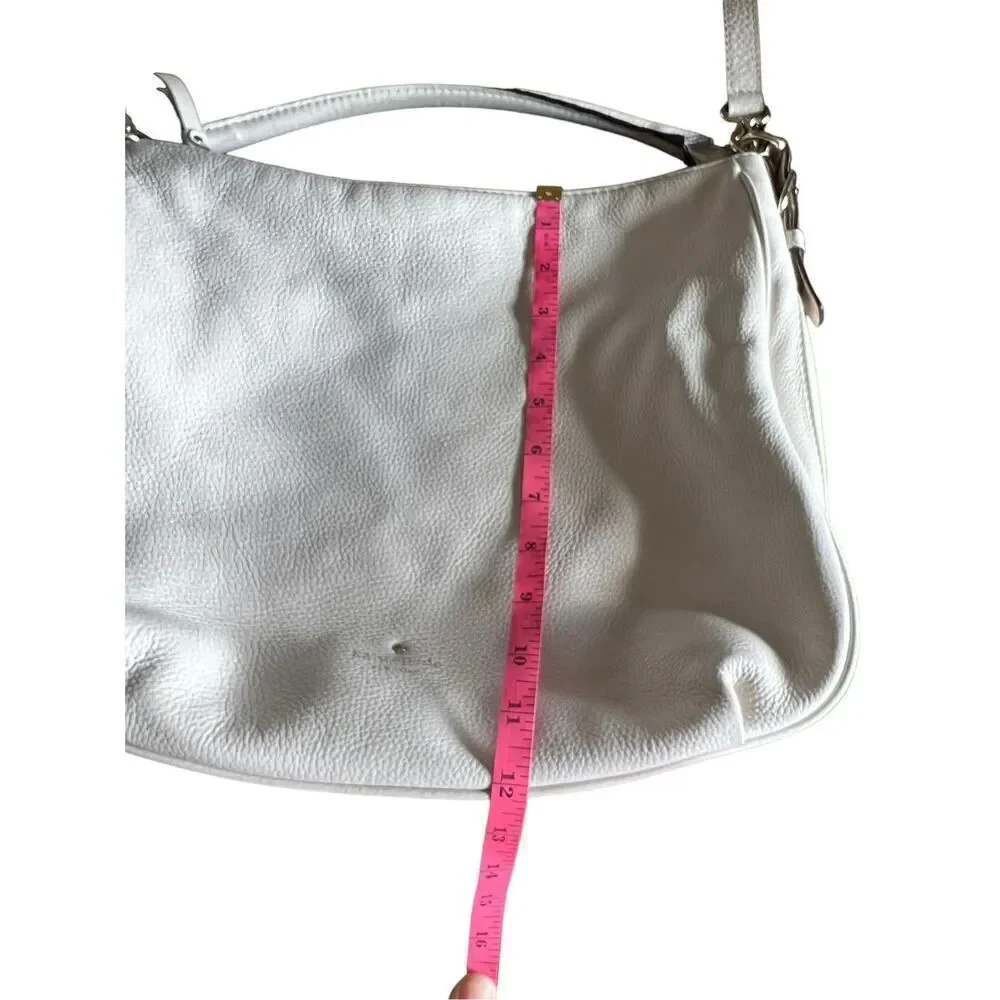 Kate spade ivory pebble leather hobo crossbody bag purse expandable zipper